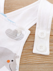 2pcs Baby Boys Cotton T-shirt & Animal Pattern Overalls Set