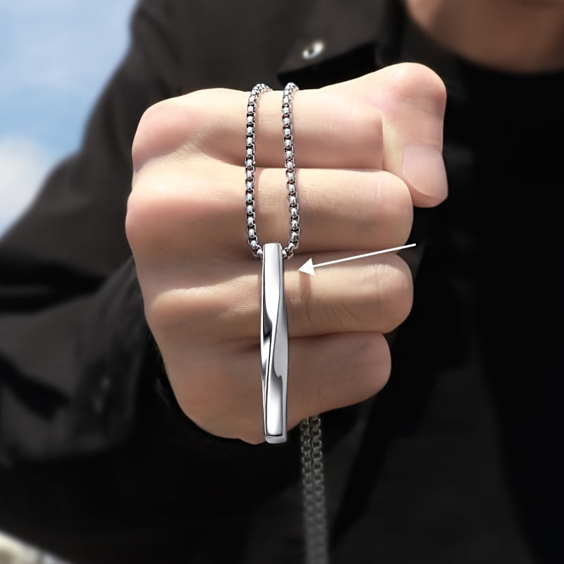 Men's Stainless Steel Bar Pendant Necklace