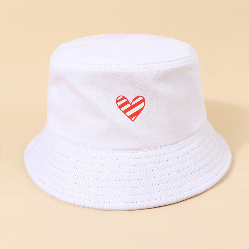 Love Print Bucket Hat Solid Summer Sunscreen Beach Sun Hat