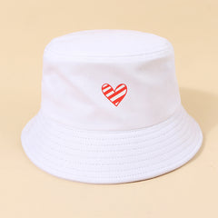 Love Print Bucket Hat Solid Summer Sunscreen Beach Sun Hat