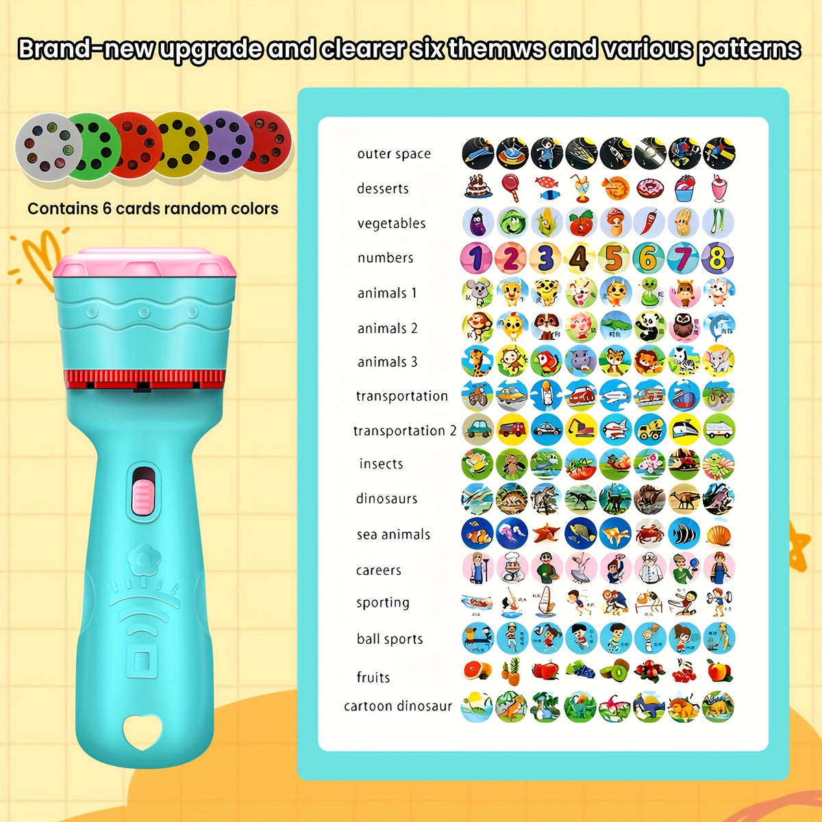 Interactive Projection Toy with 48 Patterns Animals Vegetables Letters