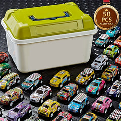 50 Pull Back Toy Cars with Storage Box - Christmas Halloween Thanksgiving Random