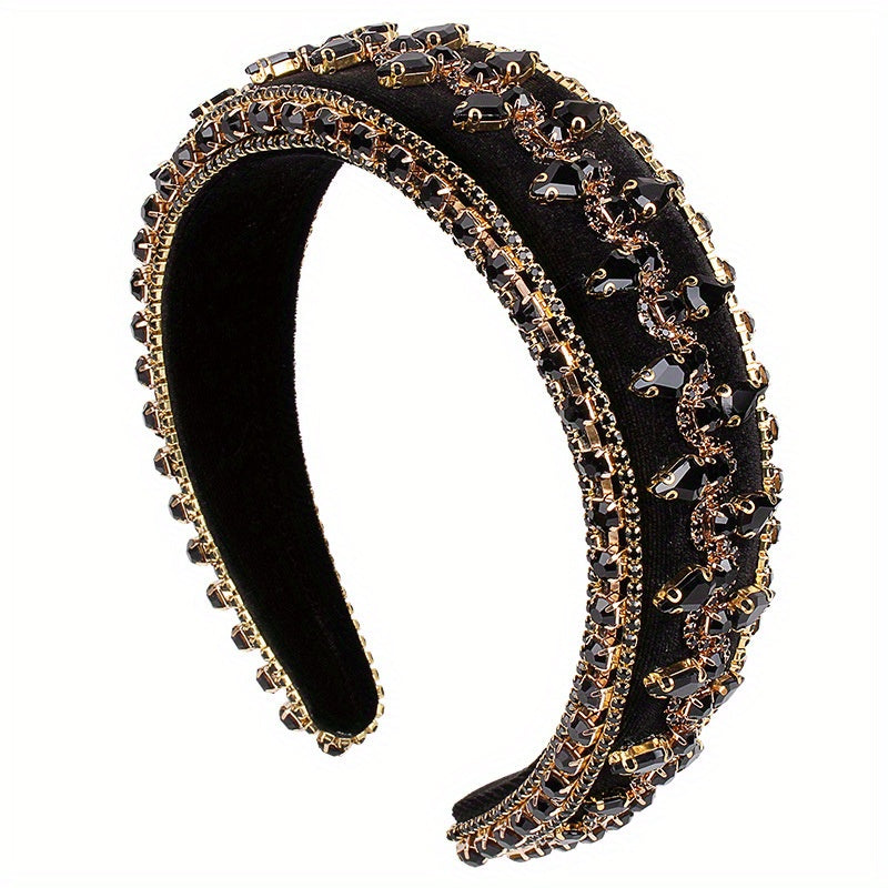 Baroque Crystal Headband Rhinestone Brim Head Hoop Vintage Hair Accessories