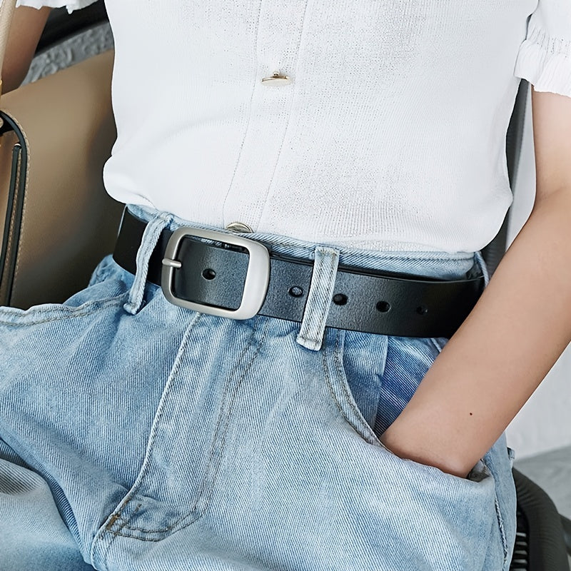 Women Leather Belts For Jeans Pants Dress Belt With Metal Pin Buckle