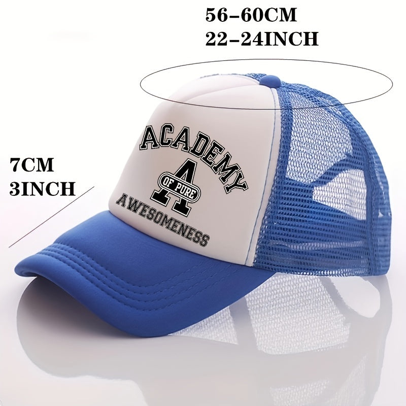 Summer Multicolor Hat Funny ACADEMY AWESOMENESS Letter Print Men's Peaked Cap