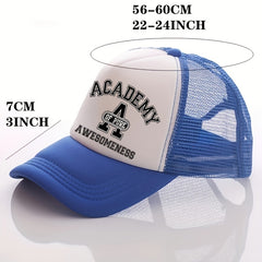 Summer Multicolor Hat Funny ACADEMY AWESOMENESS Letter Print Men's Peaked Cap