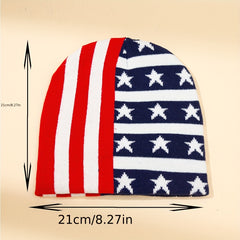 Independence Unisex Beanie Cap Flag Jacquard Hip Hop Knit Hat Patriotic