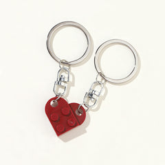 Couple Heart Keychain Set - Boyfriend Girlfriend Matching Gift