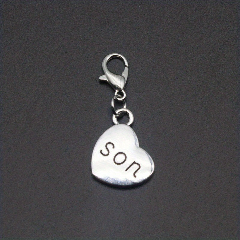 8pcs Silvery 3D Family Member Pendants Lobster Clasp