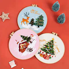 5pcs Embroidery Kit Merry Christmas DIY Adult Beginner Hoop 20 07 Cm