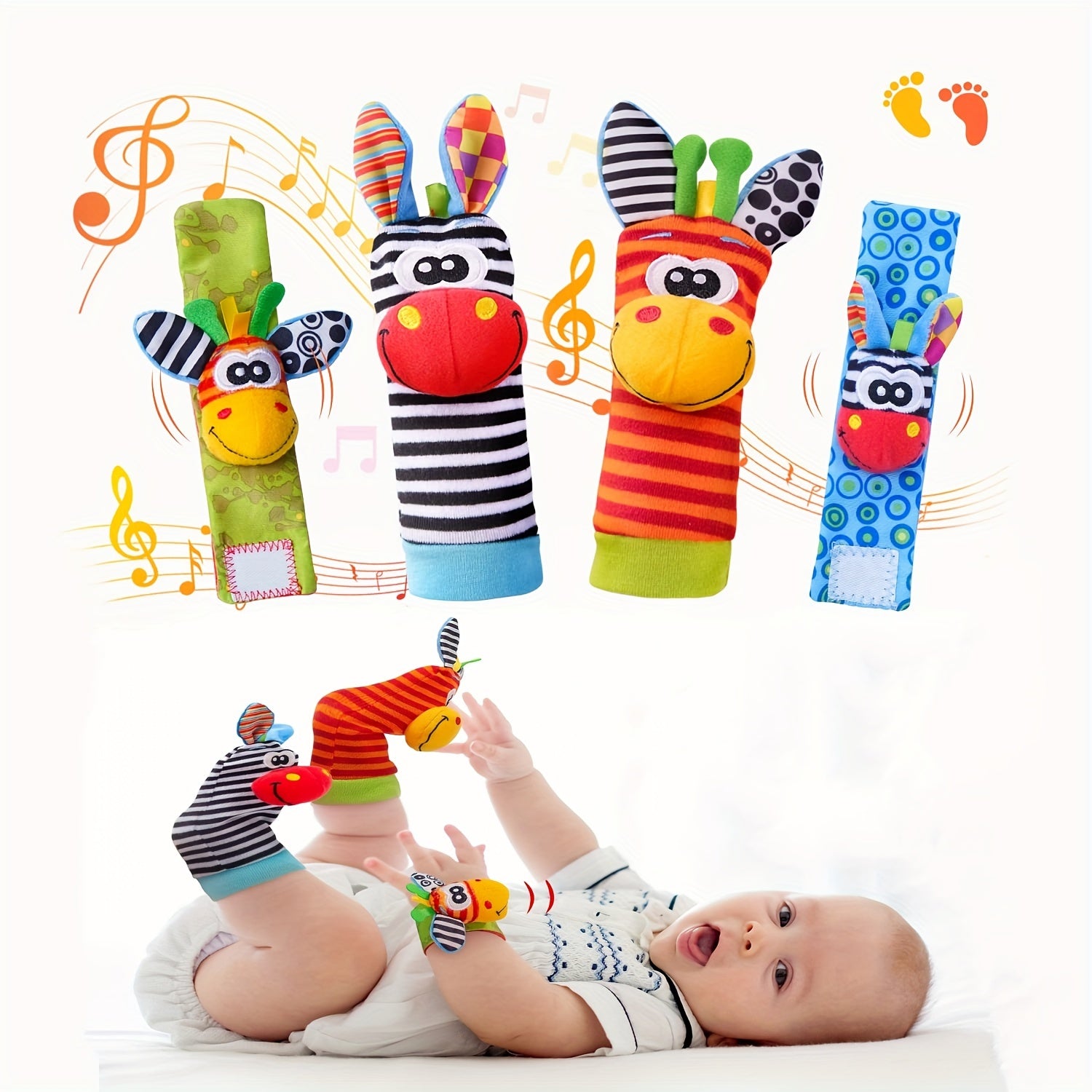 4pcs Baby Wrist Rattles Foot Finder Toys Set