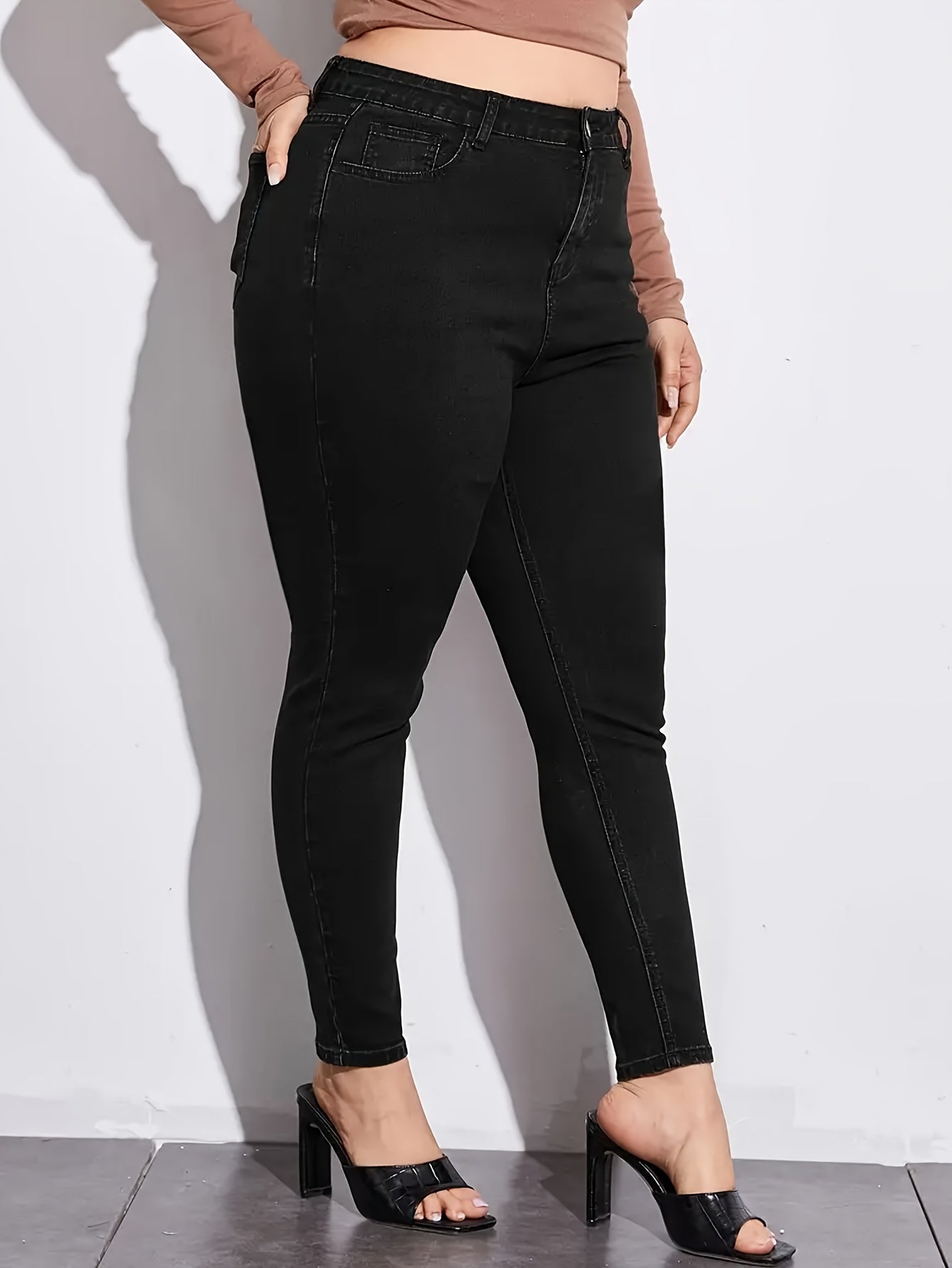  High Rise Skinny Jeans with Button Fly