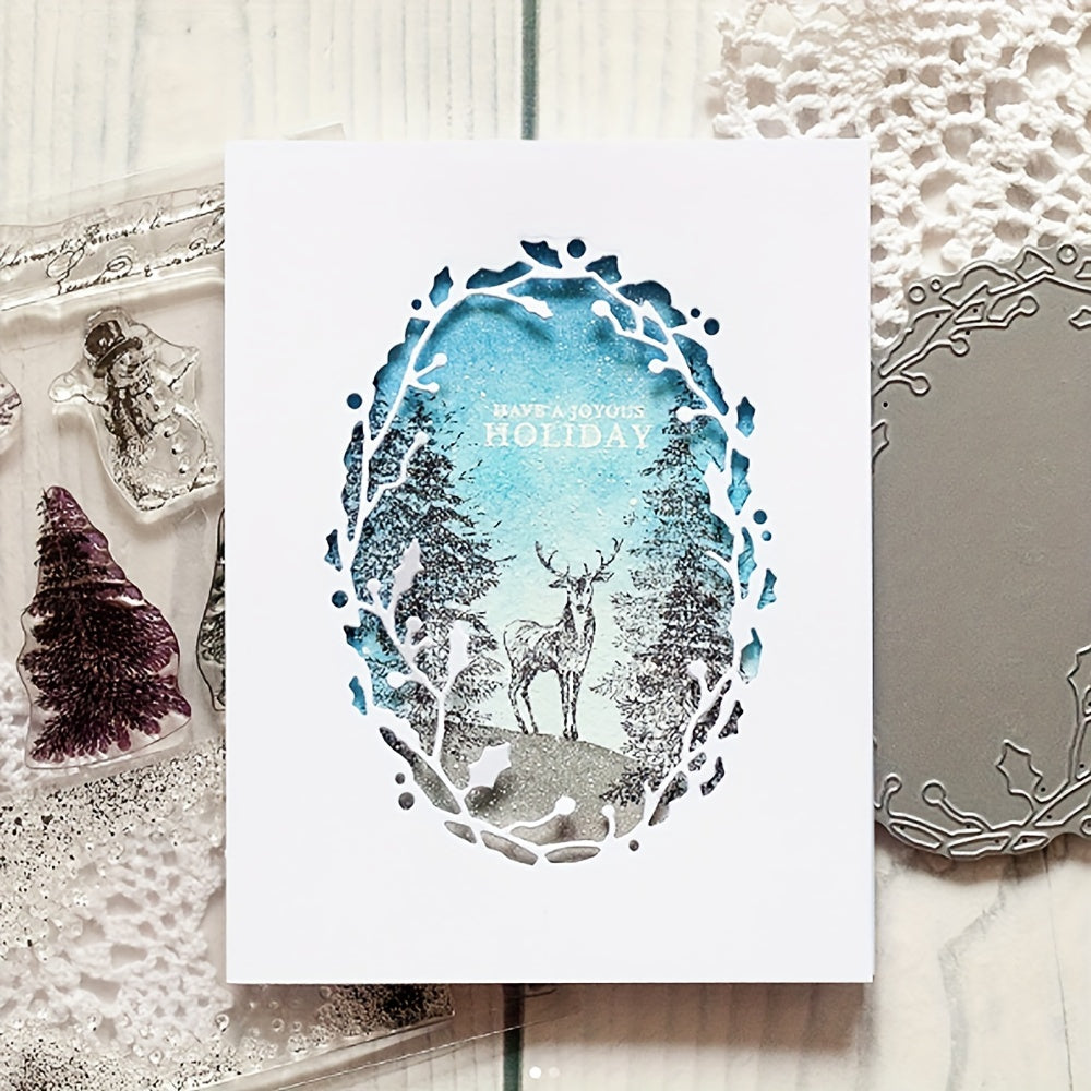 Holly Oval Frame Cutting Dies DIY Scrapbooking Card Making Metal Die Cuts
