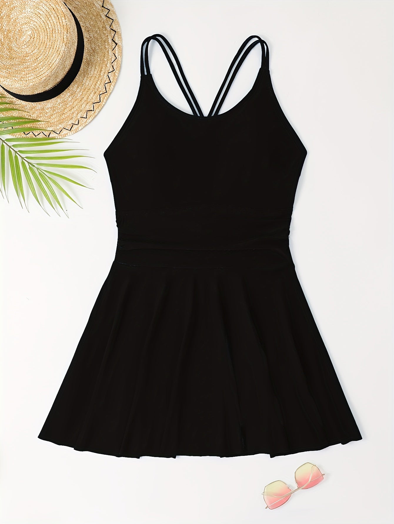  Lace Up Back Ruched One Piece Swimsuit