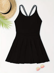 Lace Up Back Ruched One Piece Swimsuit