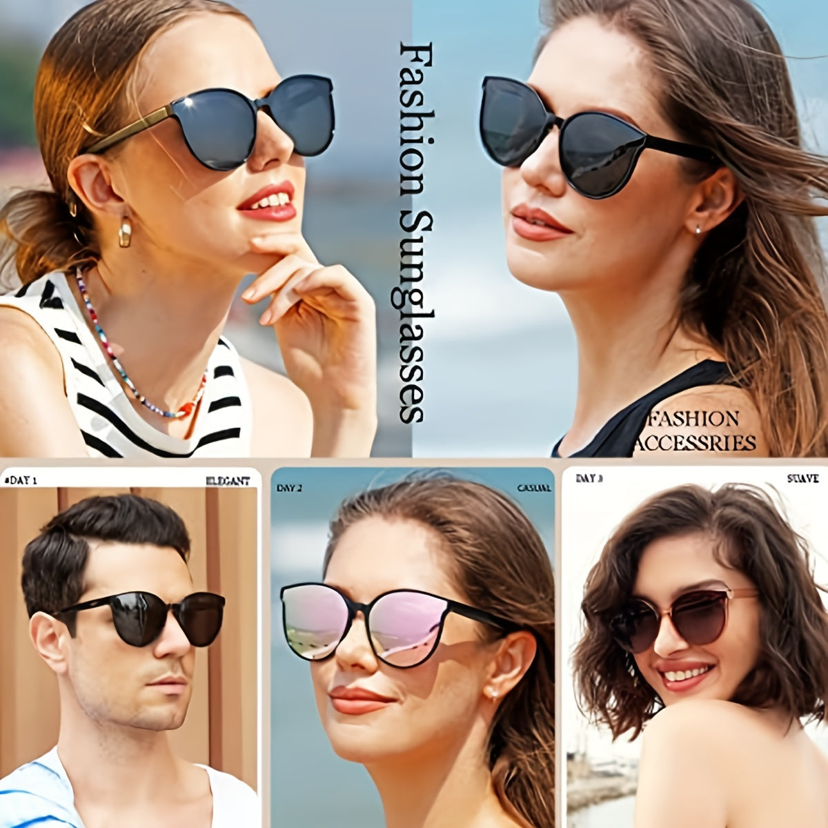 Round Sunglasses Unisex Casual Anti Glare Glasses UV400 with Case