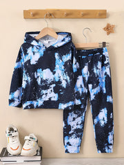 Boy's 2pcs Hoodie & Sweatpants Set Splash Print Long Sleeve Top Casual Outfits