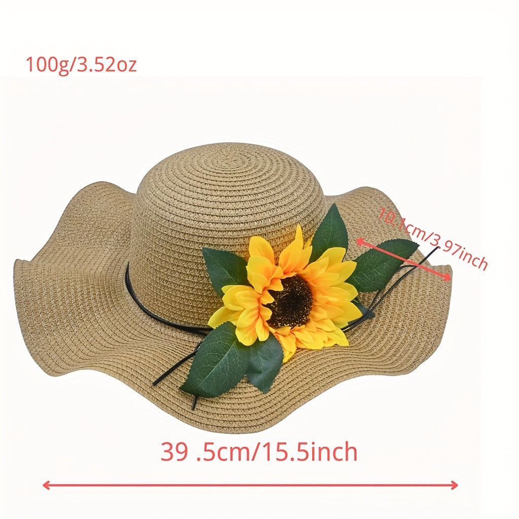 Foldable Sunflower Sun Hat Wide Brim Packable UV Protection Floppy Beach Hat