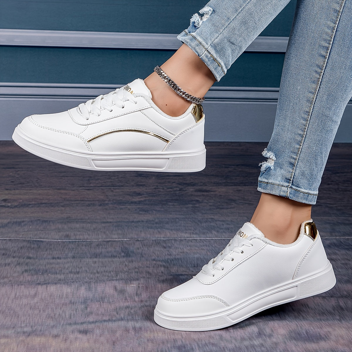 Winter Skate Shoes Faux Fur Lined Comfortable Platform Sneakers