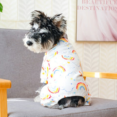 Rainbow Print Dog Pajama Cozy Pet Clothes for Cats and Dogs