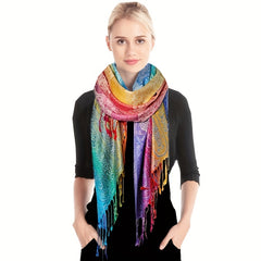 Paisley Jacquard Tassel Scarf Large Gradient Shawl