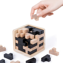 3D Wooden Puzzles IQ Toy 54T Cube Educational Toys For Kids