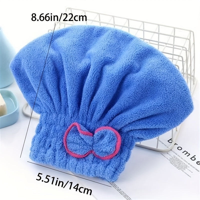 Quick-Drying Small Bow Hair Cap Strong Absorbent Shower Cap