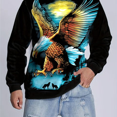 Animal Print Sweatshirt Men's Casual Graphic Crew Neck Pullover