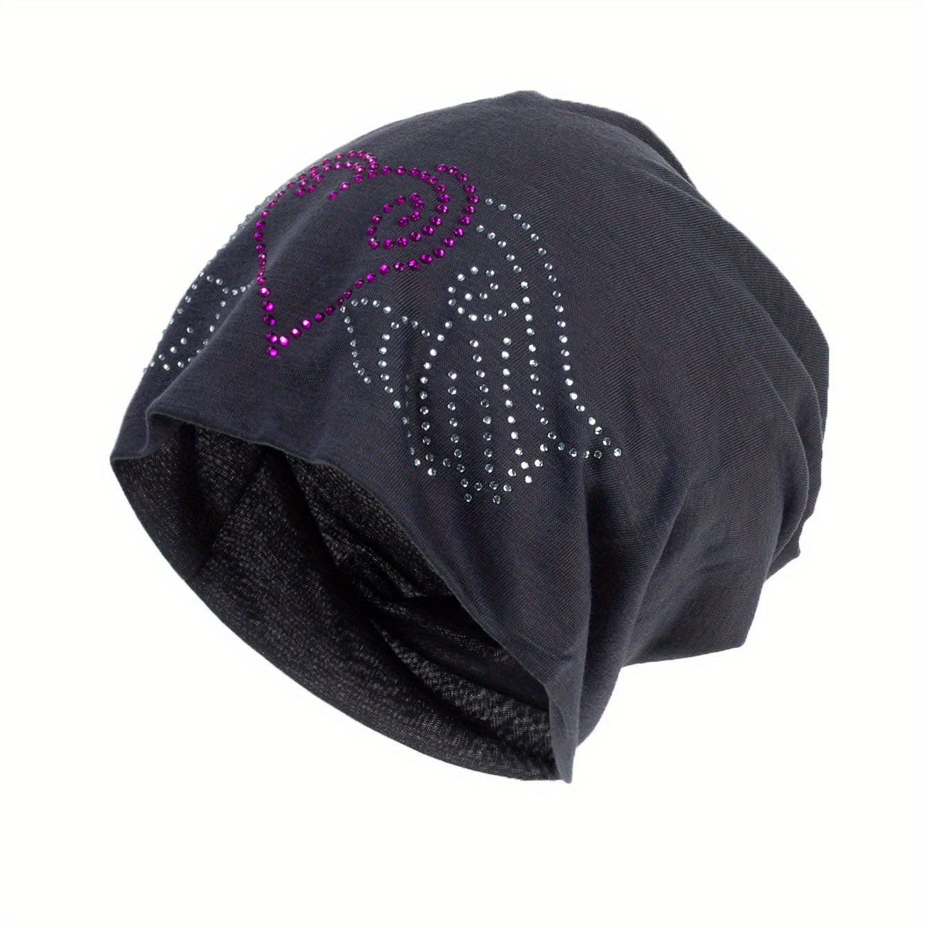 Rhinestone Slouchy Beanie Hip Hop Skull Cap Elastic Bonnet Chemo Hats