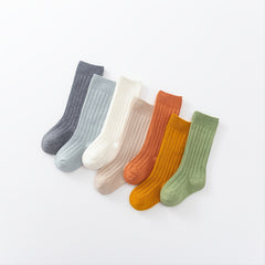 Kids Candy Color Knitted Cotton Stockings for Spring