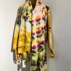 Long Scarf Purple Yellow Cotton Tie Dye Shawl Warm Wrap Windproof