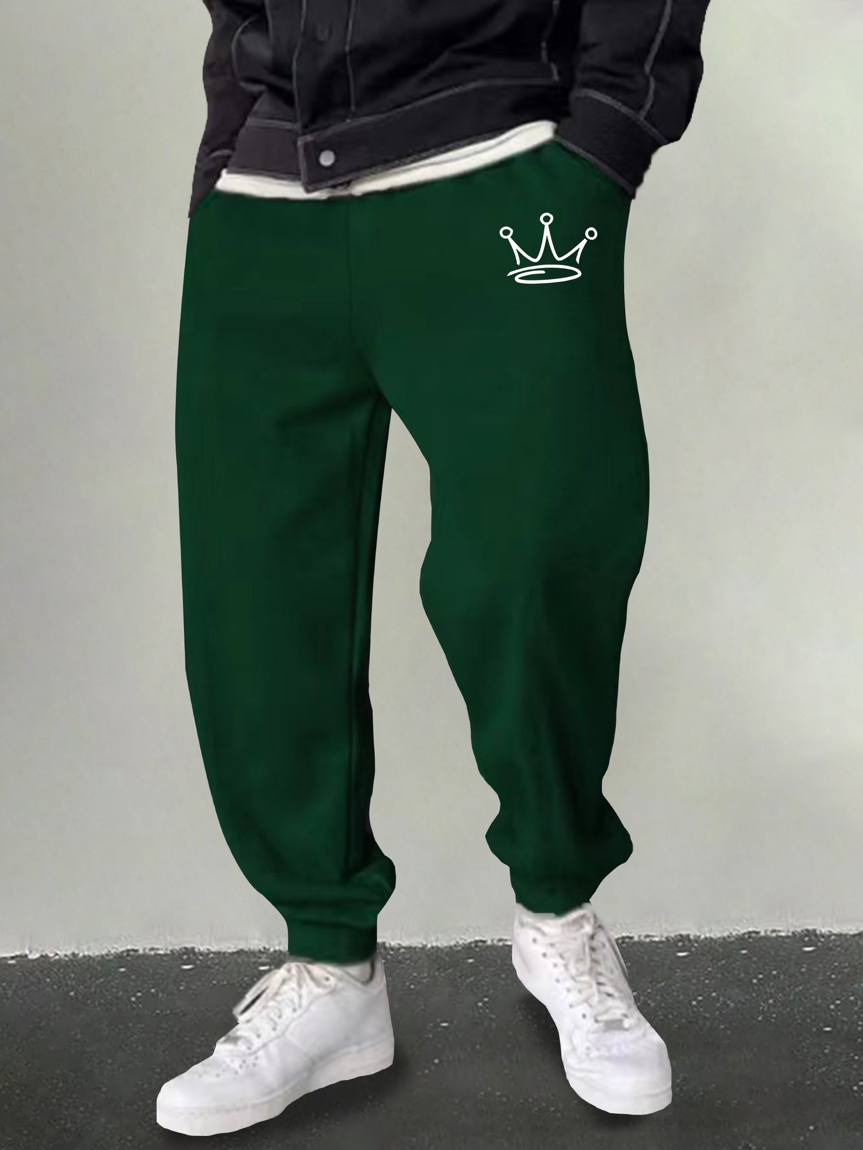Men's Crown Graphic Sweatpants Drawstring Joggers Outdoor