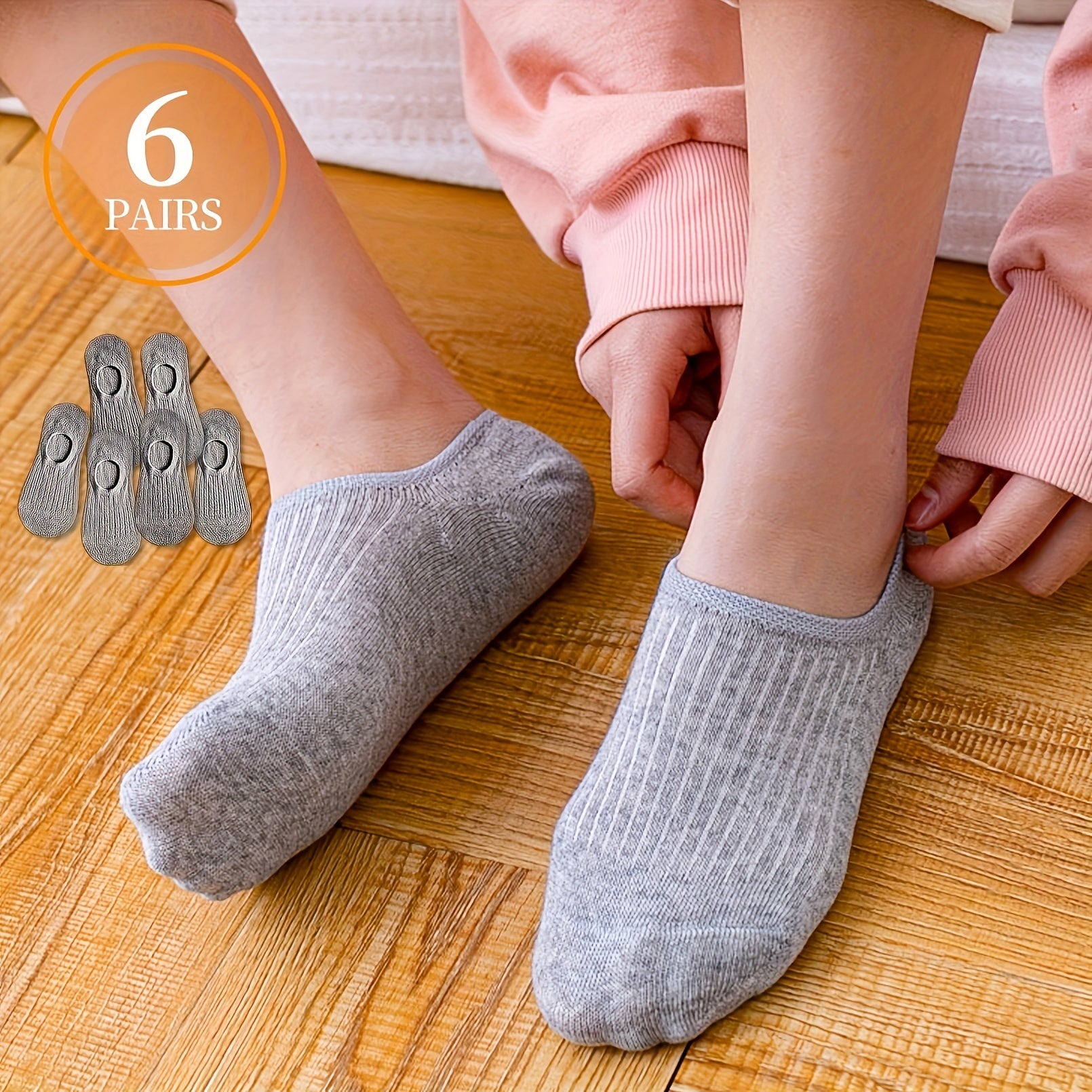 6 Pairs Solid Ankle Socks Soft Lightweight Women's Stockings