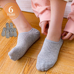 6 Pairs Solid Ankle Socks Soft Lightweight Women's Stockings