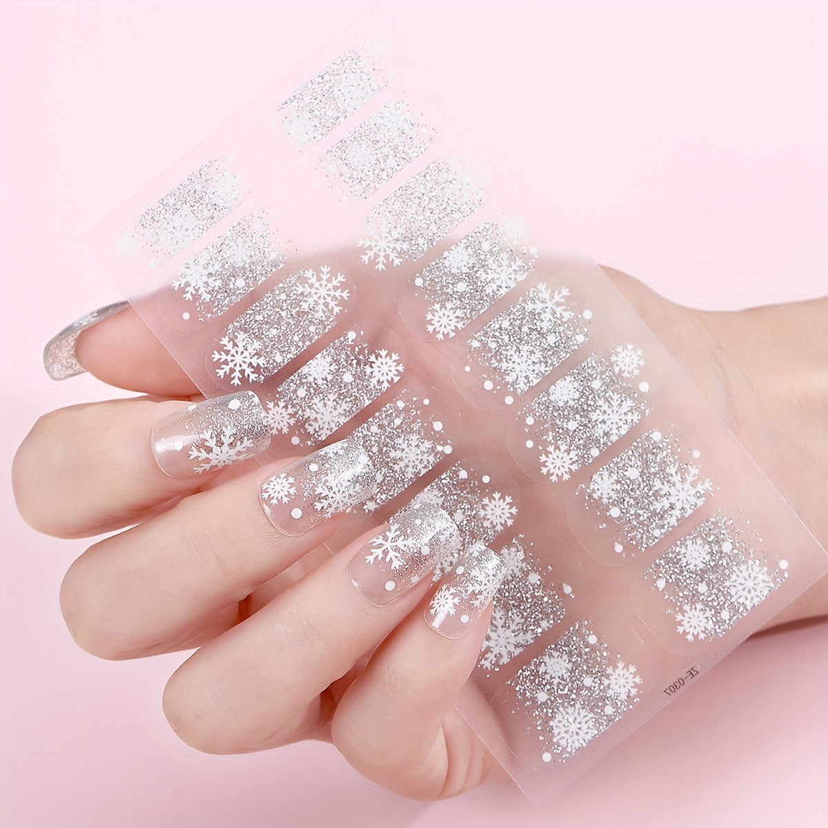 Flower Glitter Nail Wraps Self Adhesive Gel Strips