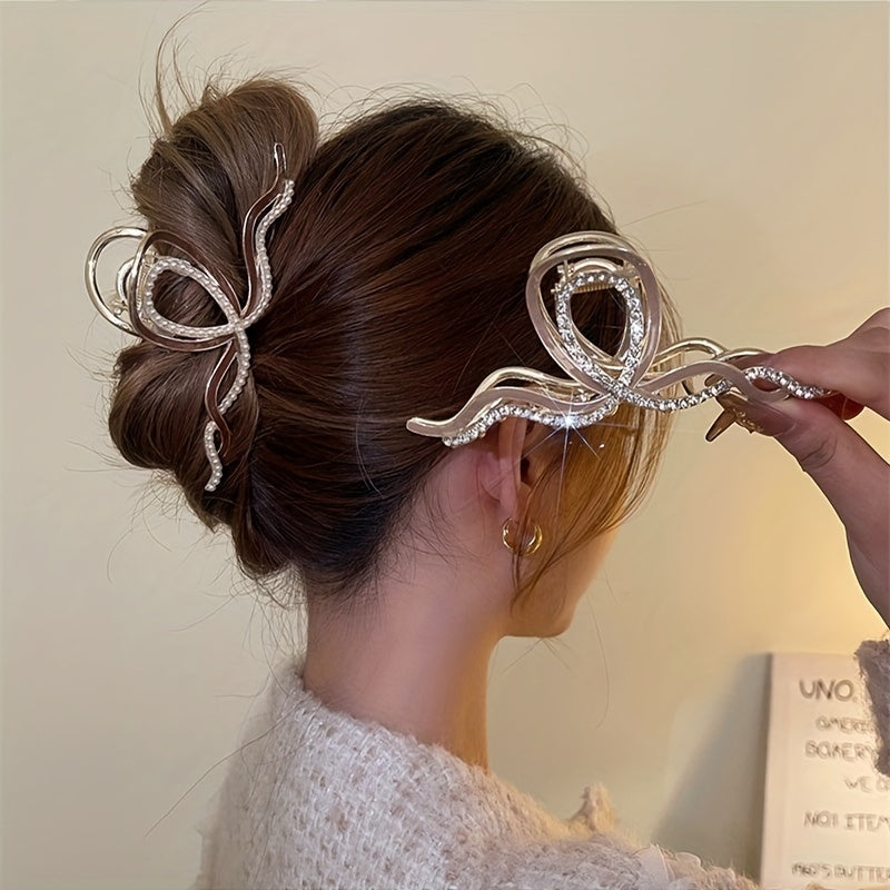 Metal Rhinestone Hair Claw Large Back Head Jewelry