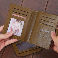 RFID Men's Leather Wallet Short Slim Money Clip