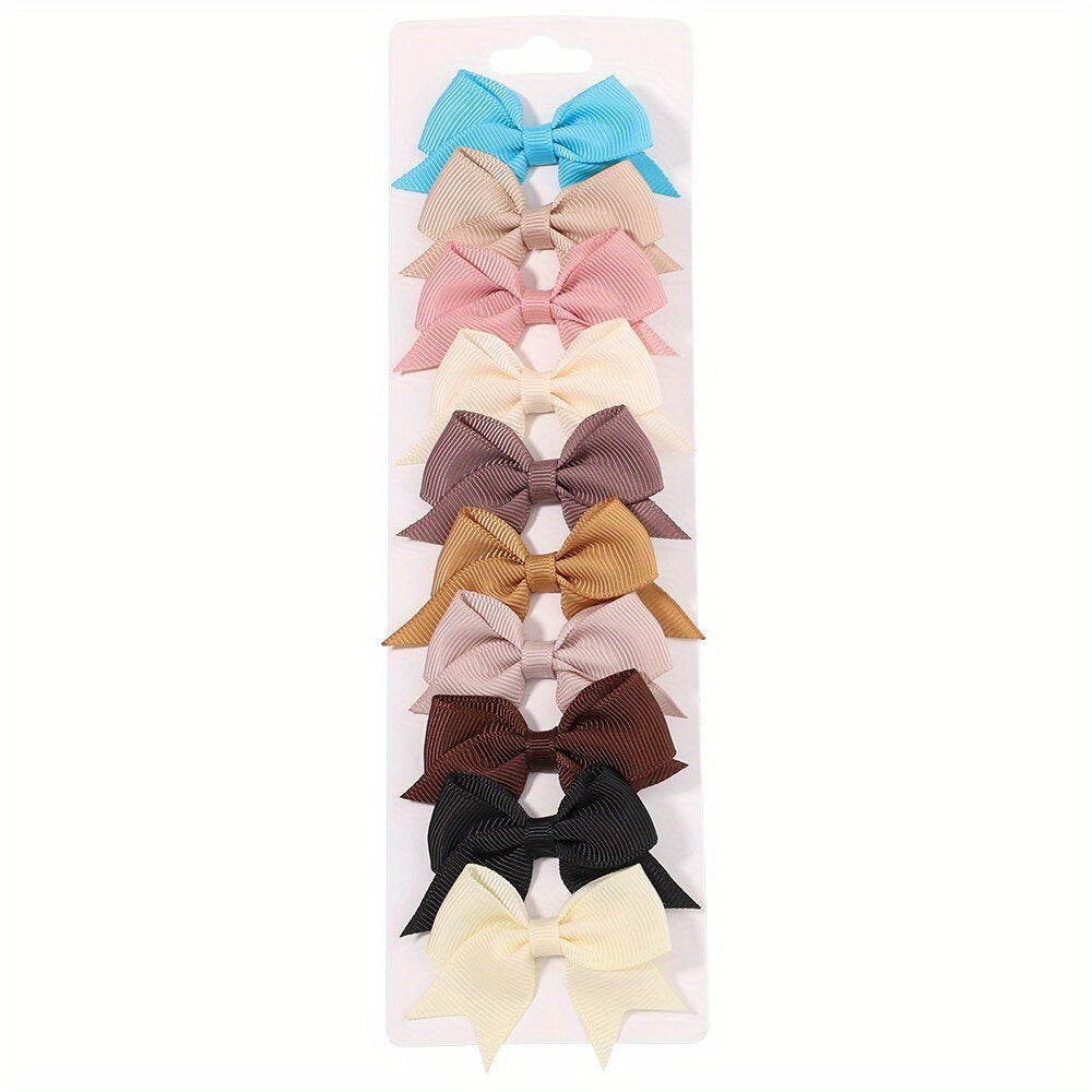 10pcs Baby Girls Bow Hair Clips for Stylish Headwear