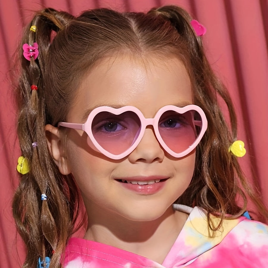 Girls Sweet Heart Shaped Frame Sunglasses UV Protection Sunshade Summer