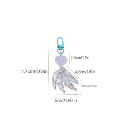 Y2K Faux Pearl Feather Shape Keychain Pendant Sweet Key Ring Bag Accessories