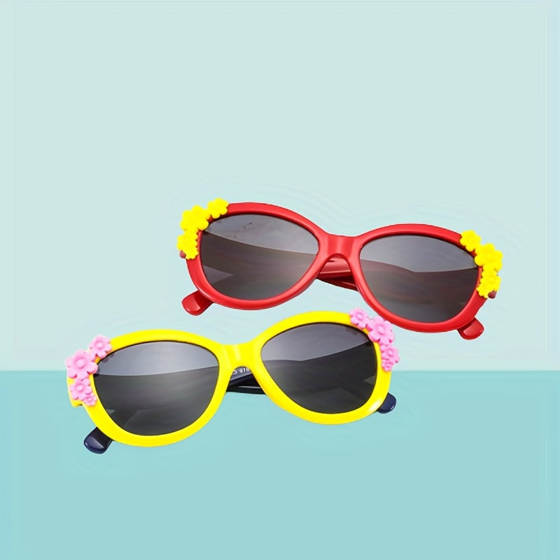Silicone Kids Sunglasses Polarized Colorful Flower Baby Glasses