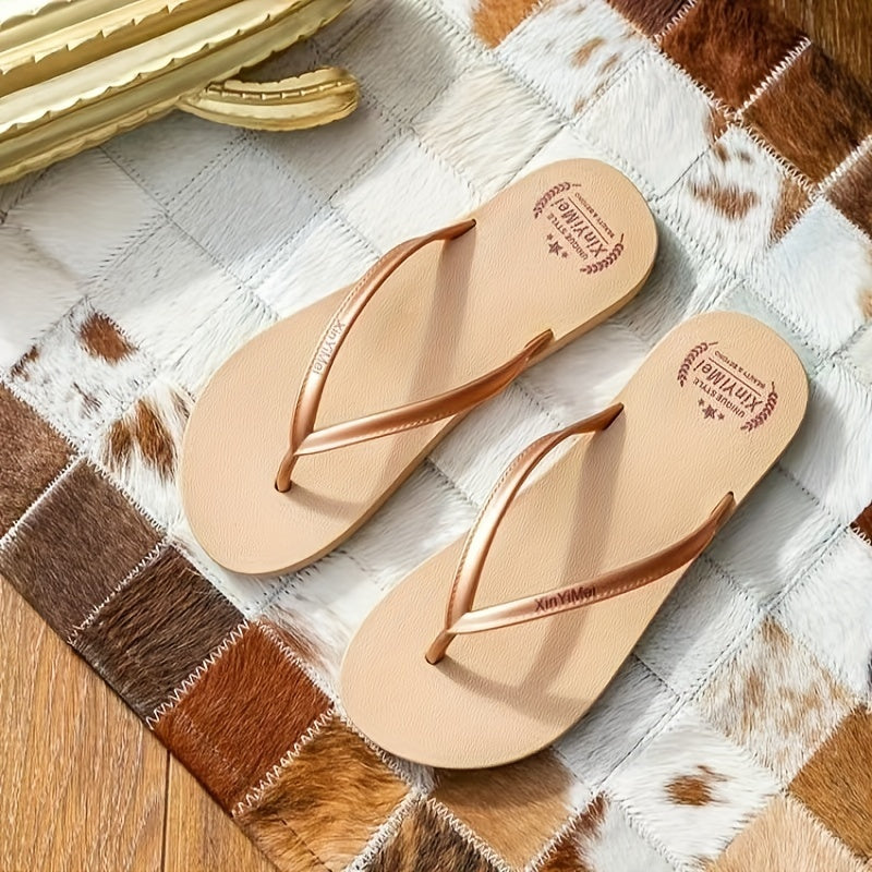 Women's Letter Print Flip Flops Casual Clip Toe Flat Summer Shoes