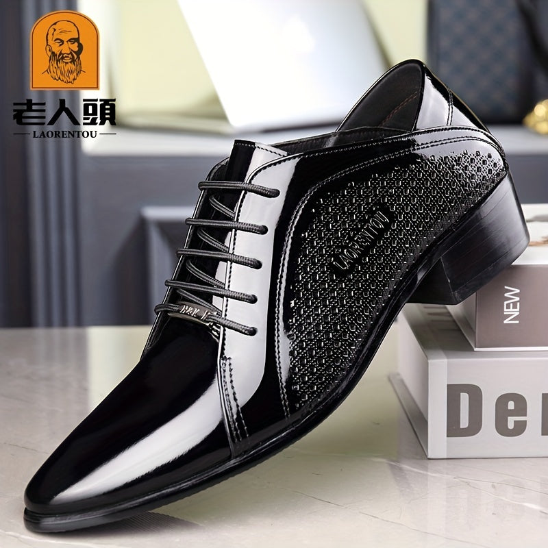 Laorentou Men's Leather Pointed Toe Dress Shoes for Wedding