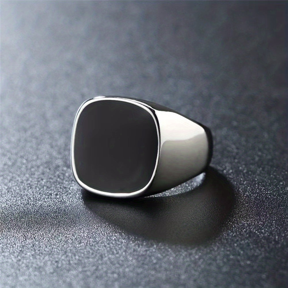 Men's Enamel Square Ring Stylish Jewelry