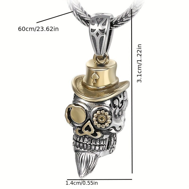 Men's Stainless Steel Skull Head Pendant Vintage Necklace