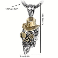 Men's Stainless Steel Skull Head Pendant Vintage Necklace