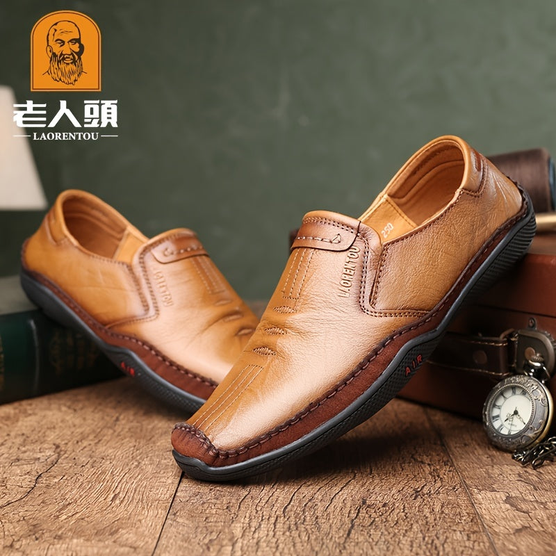 LAORENTOU Men Leather Loafer Shoes Slip On Lightweight Durable Non Slip Driving