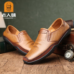 LAORENTOU Men Leather Loafer Shoes Slip On Lightweight Durable Non Slip Driving