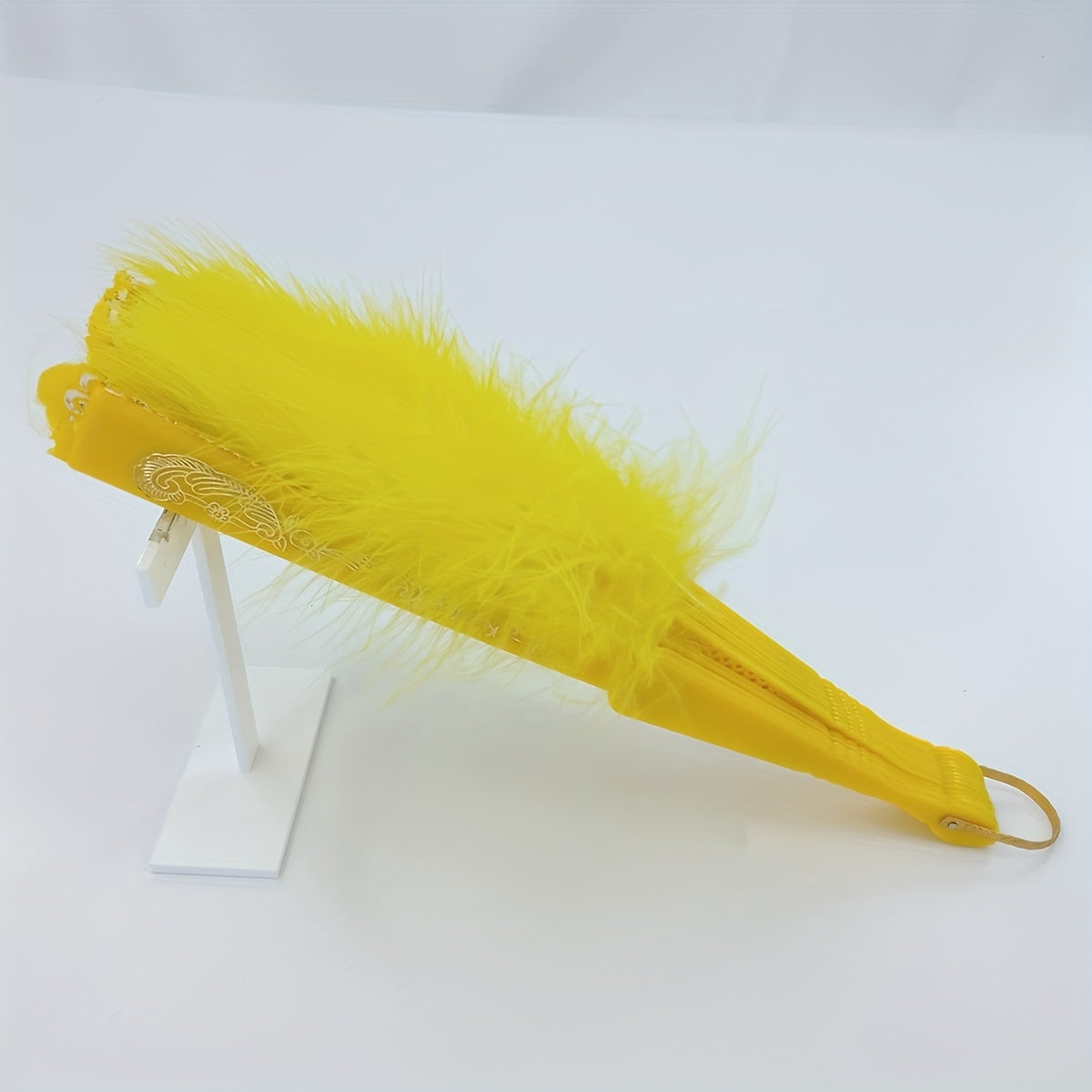 Yellow Plush Folding Fan Dance Performance Fan Photography Props
