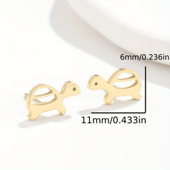 2pcs Men's Stainless Steel Mini Turtle Earrings
